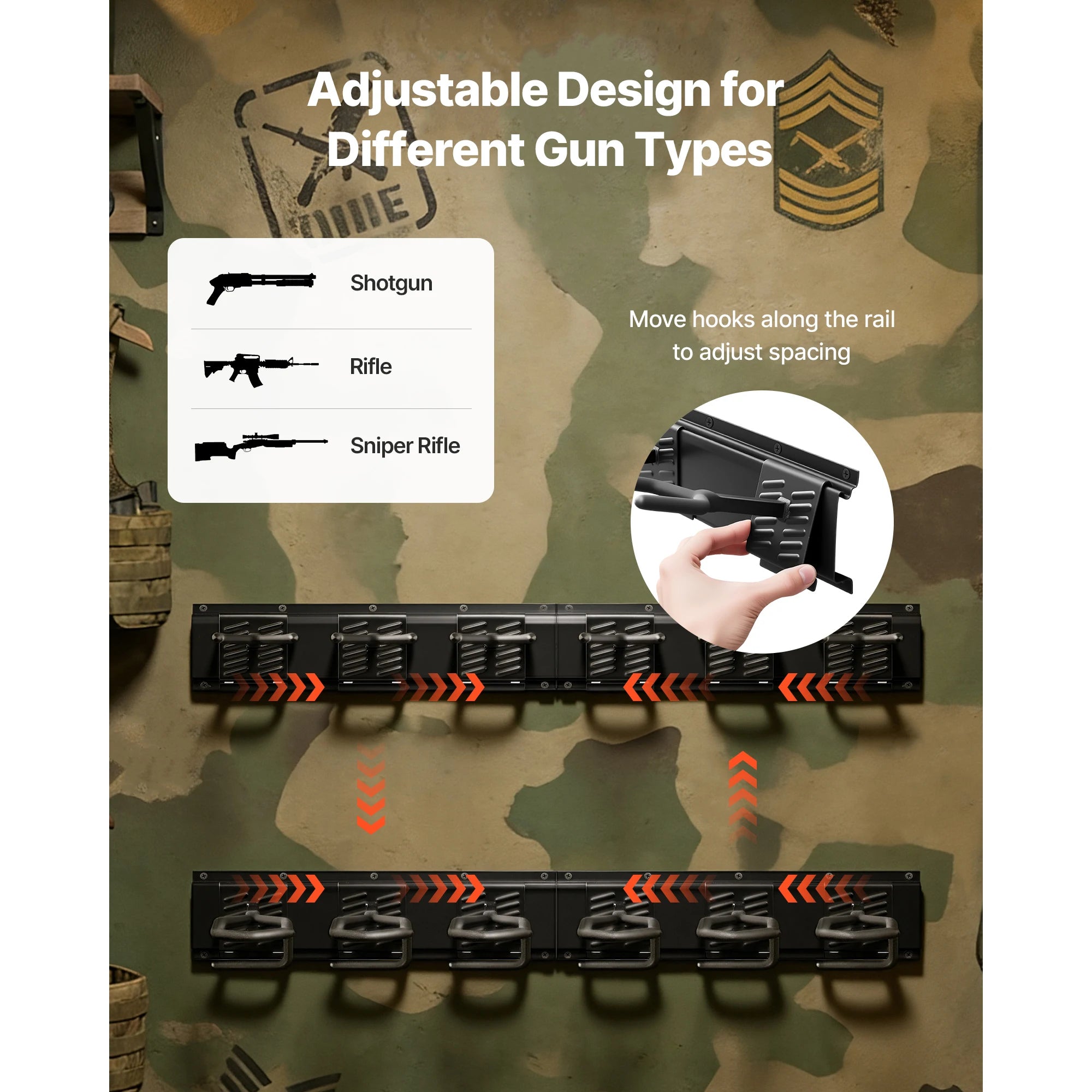 SucceBuy Indoor Steel Gun Rack 8 Slots for Long Guns Gun Display Rifle Storage Holder with Screws for Home Garage Retail Shop