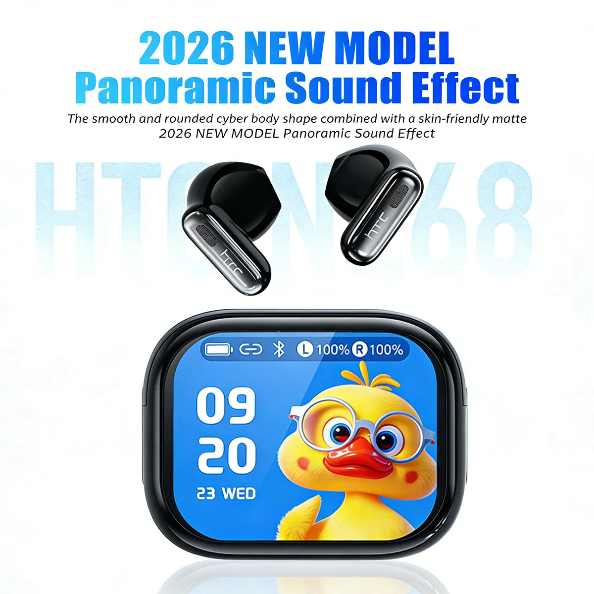 Smart AI Translator HTC NE68 Wireless Bluetooth Earphones With Mic Clear Sound Earbuds Low latency Translation 40Hrs Playback