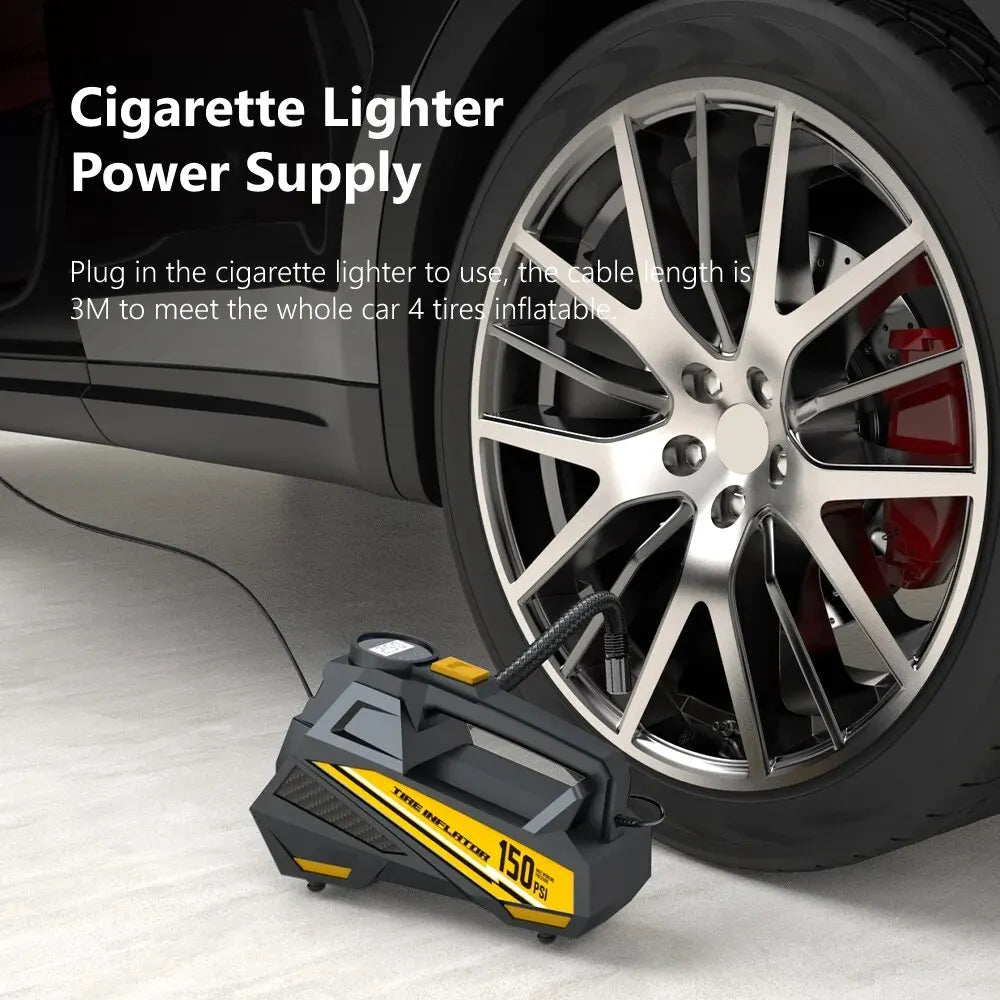 Corded Portable Car Air Pump 12V 150PSI Tire Inflator