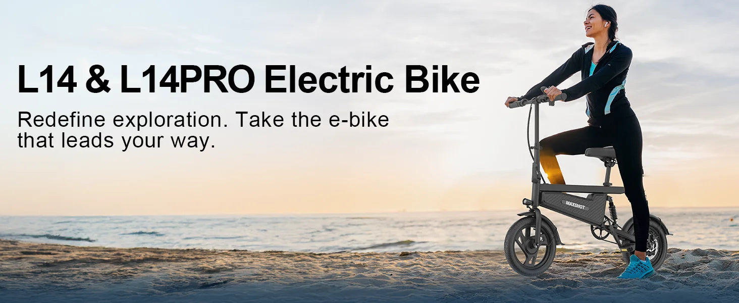 14" Foldable Electric Bike 350W Motor 48V Battery 22MPH Range