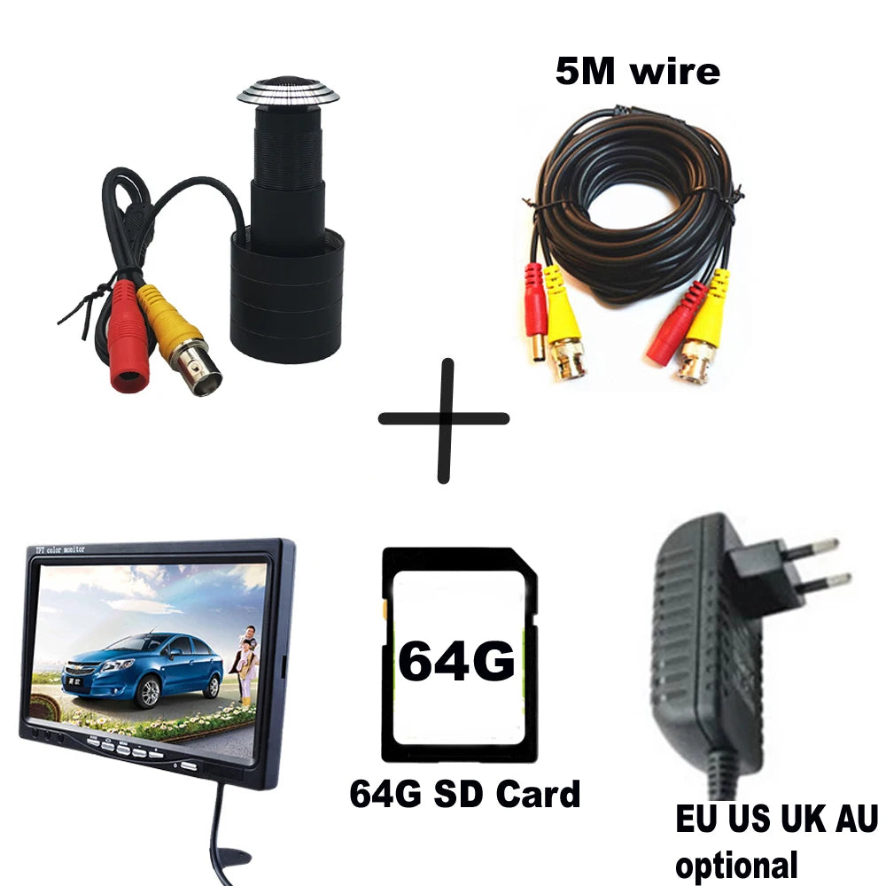 Zestaw kamery drzwiowej AHD z obiektywem rybie oko 1080p i 7-calowym monitorem IPS