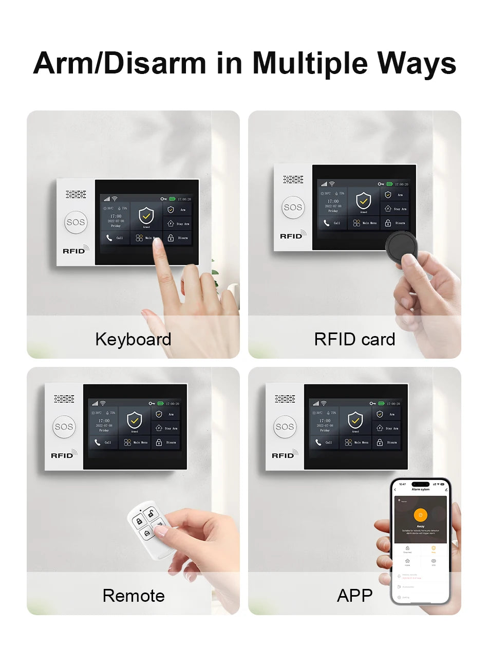 PGST Wireless Home Security Alarm System Work with Tuya 4G 2G GSM WIFI Smart Home 433MHz App Control With Alexa
