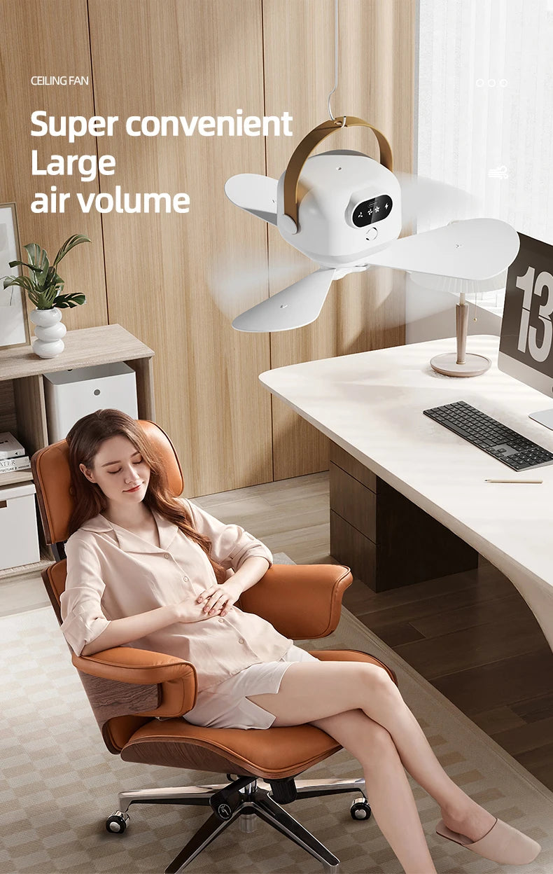 Rechargeable Ceiling Camping Fan with Remote Light for Small Spaces
