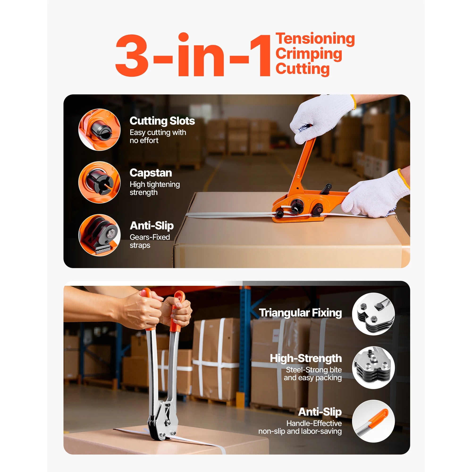 Manual Pallet Strapping Kit with 3200ft PP Band & 1000 Seals