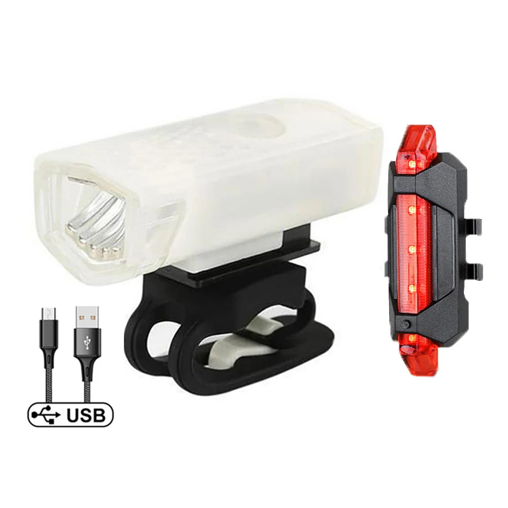 USB Rechargeable Bike Light Front Light Red Taillight Easy to Install 3 Modes Bicycle Accessories for the Bicycle 