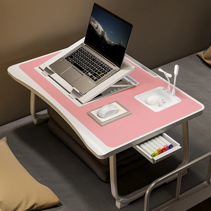 Foldable Laptop Desk with Drawers – Adjustable Reading & Bed Tray