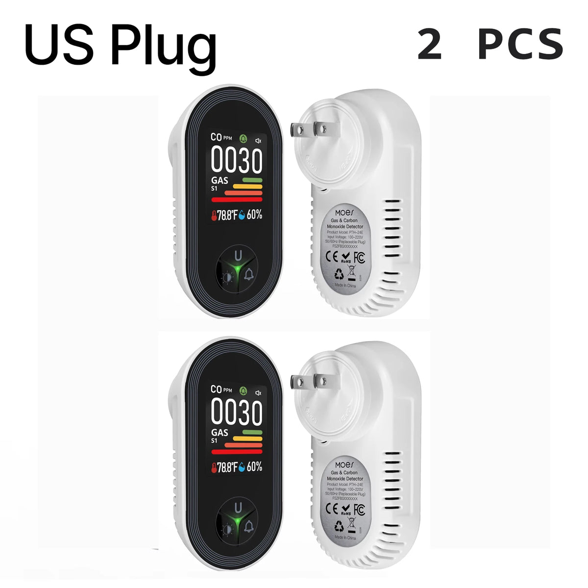 Plug-In CO and Combustible Gas Monitor with Display