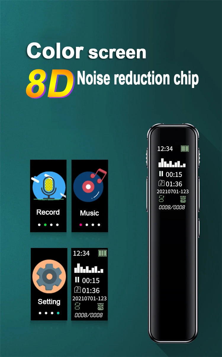 Voice Activated Recorder  Professional color screen Digital Audio Sound Recording Device Dictaphone STTWUNAKE 