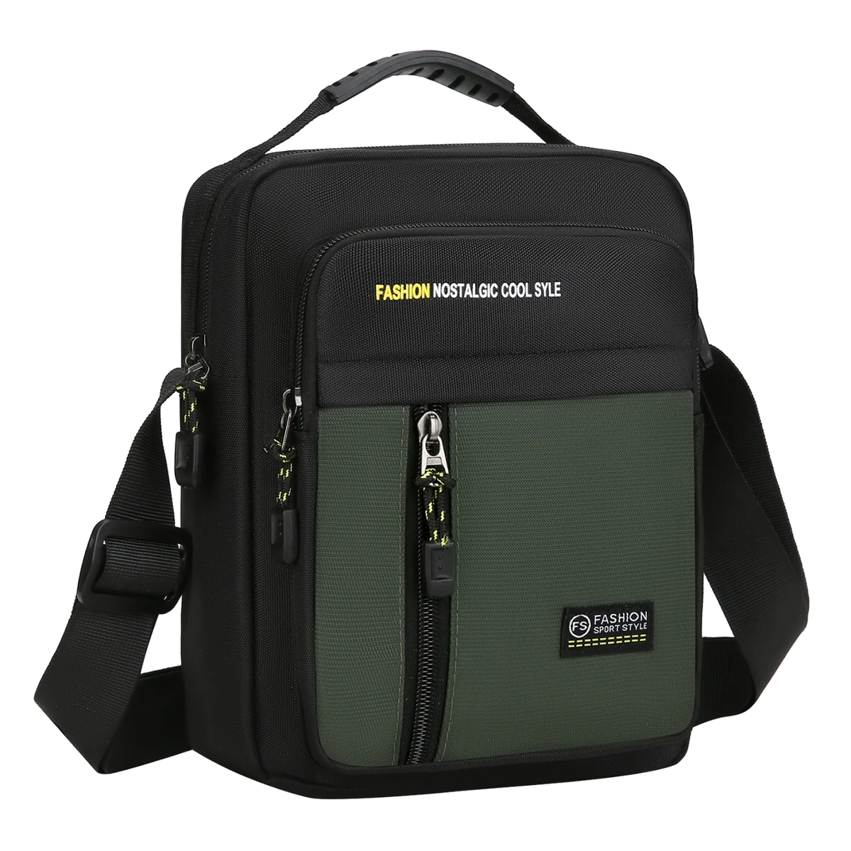 Borsa a tracolla in tessuto Oxford con tasche multiple