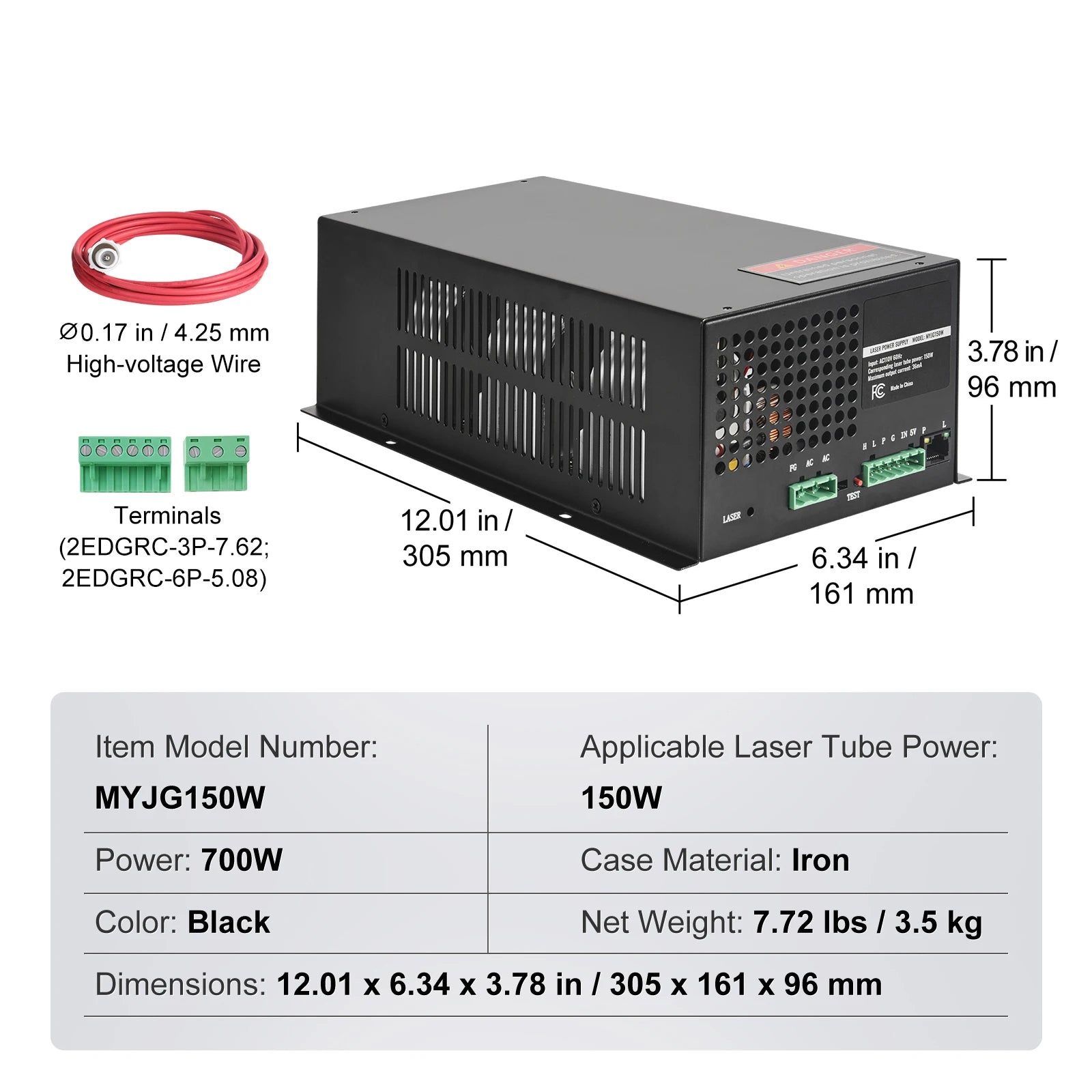 Τροφοδοτικό Ισχύος CO2 Laser 40W–150W για Χαράκτες & Κόφτες 110V