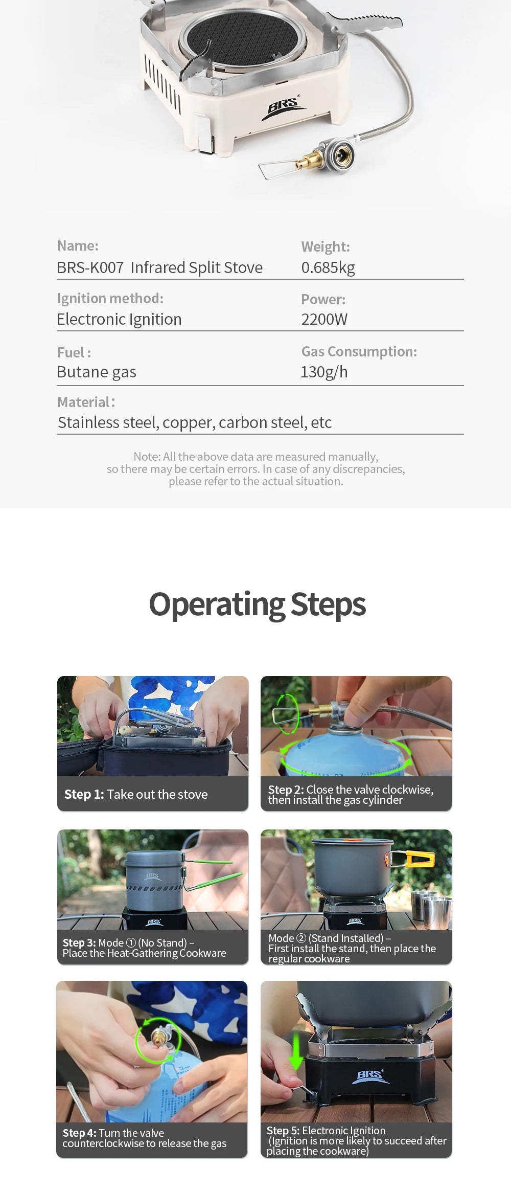 BRS-K007 Infrared Split Gas Stove with Piezo Ignition