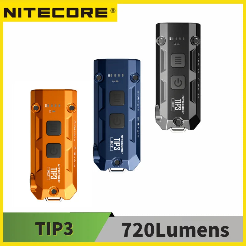 TIP3 720-lumen USB-C ključno verižni svetilka