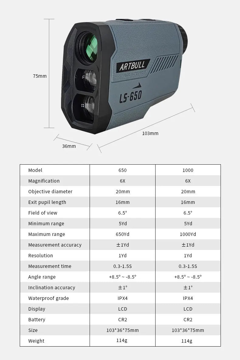 Golf Laser Rangefinder 1000M with Slope & Flag Lock Precision Meter