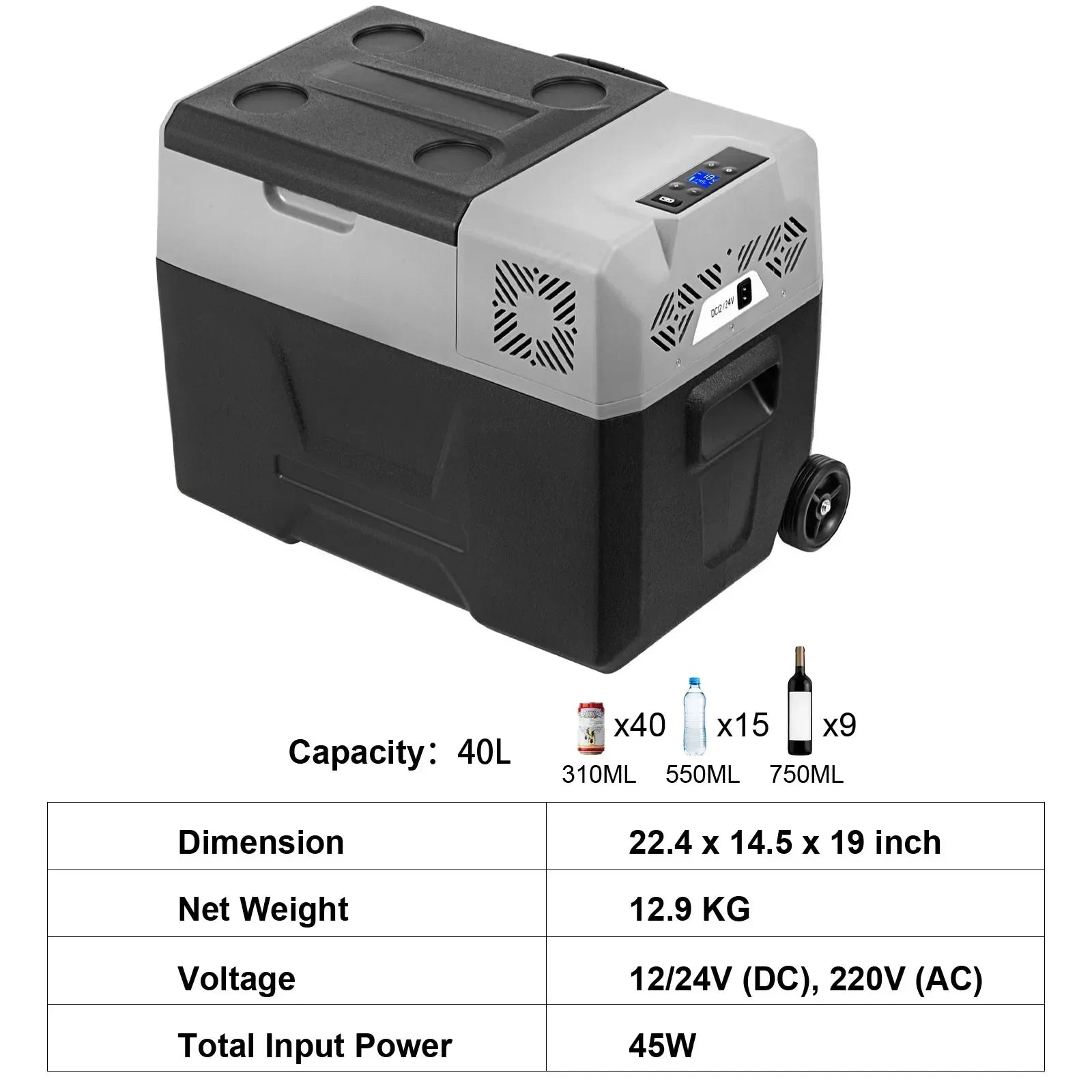 Portable 12V Car Refrigerator Freezer with Fast Cooling -20℃ to 50℉
