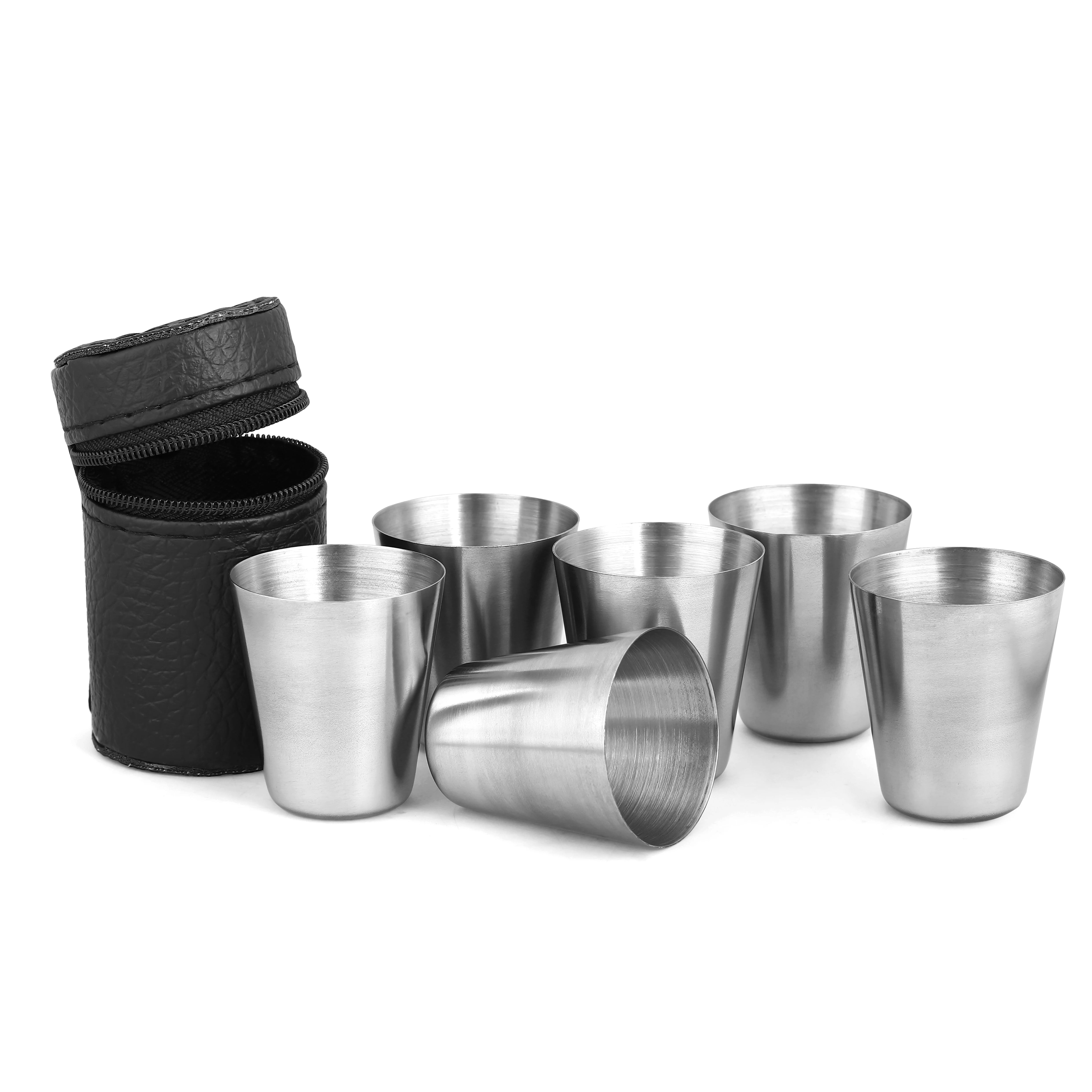 4/6Pcs set Outdoor Practical Travel Stainless Steel Cups Mini Set Glasses For Whisky Wine With Case Portable Drinkware 30/70ml 