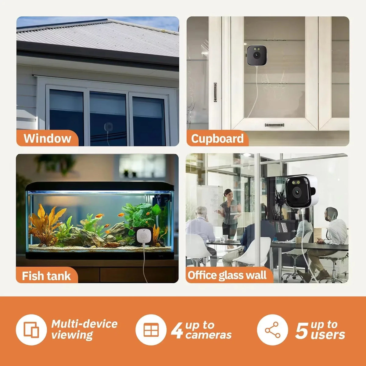 Caméra fenêtre WiFi 2,4 GHz 1080P 3MP surveillance intérieure