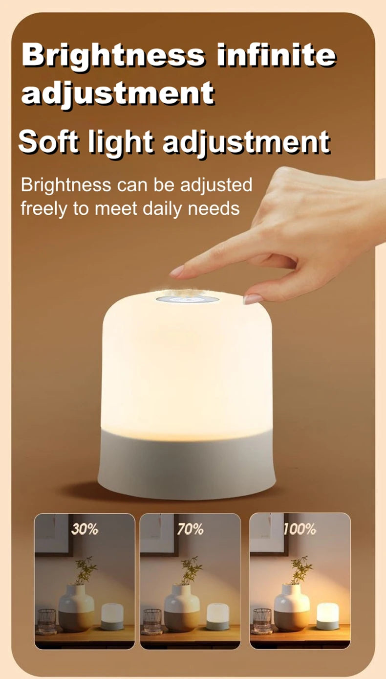 Candeeiro de mesa de cabeceira LED regulável por toque e alimentado por USB