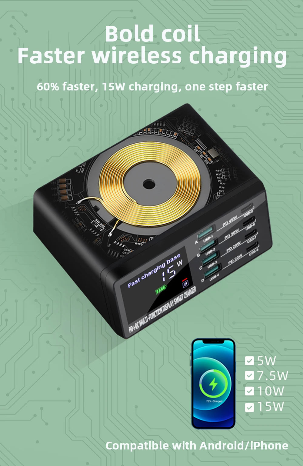 110W Višekratni USB C punjač s PD i QC brzopunjanjem