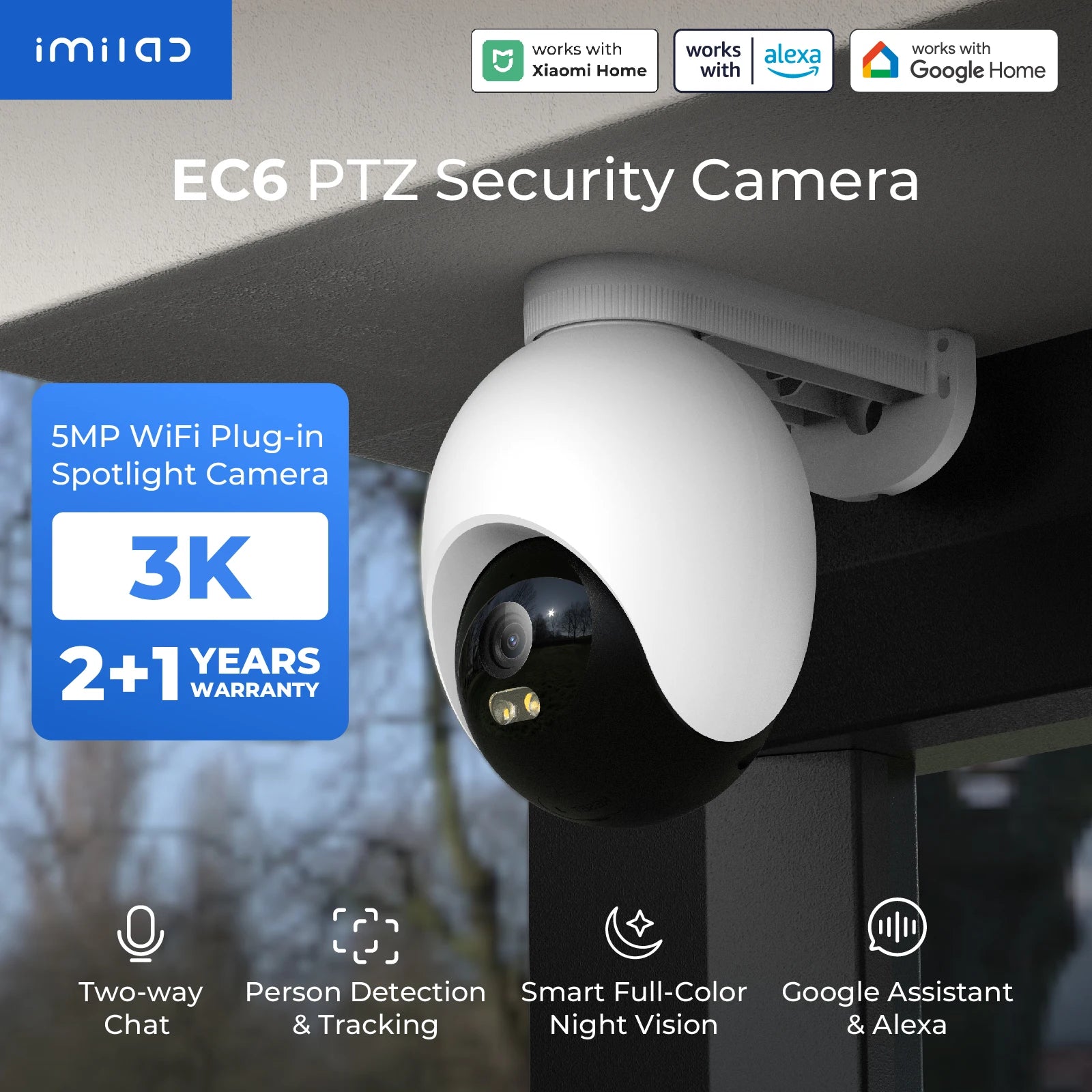 IMILAB EC6 3K Outdoor WiFi Security Camera with 360° Tracking