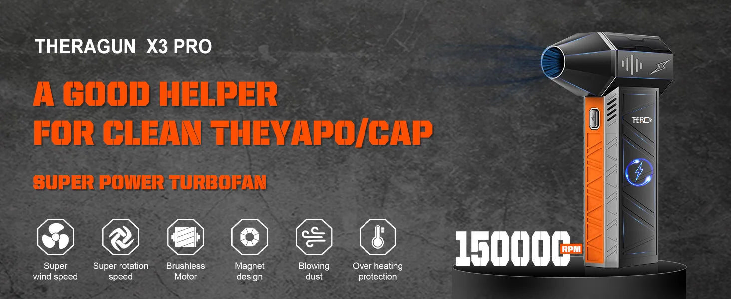 X3Pro Handheld Mini Turbo Jet Fan,150000RPM Powerful air Blower Compressed air Duster for Car Dryer/PC/Home 