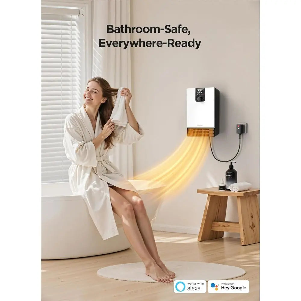 1500W Smart Wall Space Heater with WiFi, Thermostat & Timer