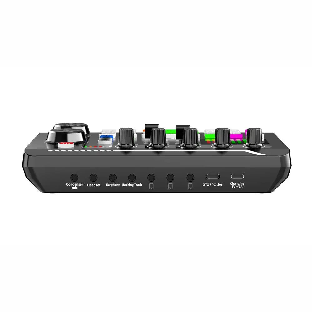 Live Sound Card And Audio Interface With DJ Mixer Effects Voice Changer Bluetooth-compatible Mixer For Live Streaming Singing 