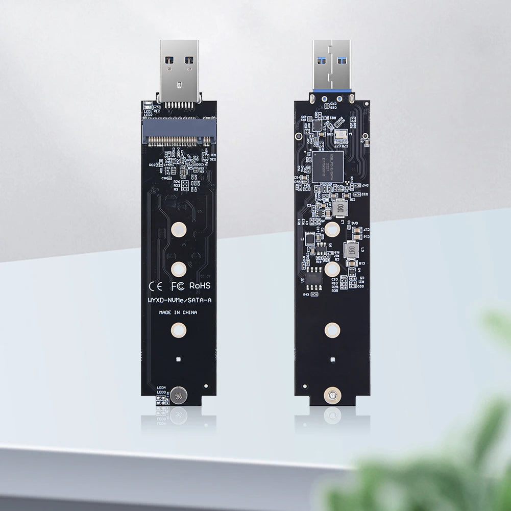 USB-A-leser for M.2 SSD - NVMe eller doble protokollalternativer