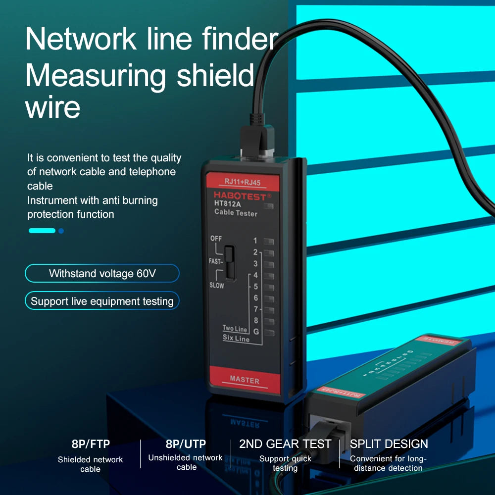 HT812A RJ45 and RJ11 Cable Tester