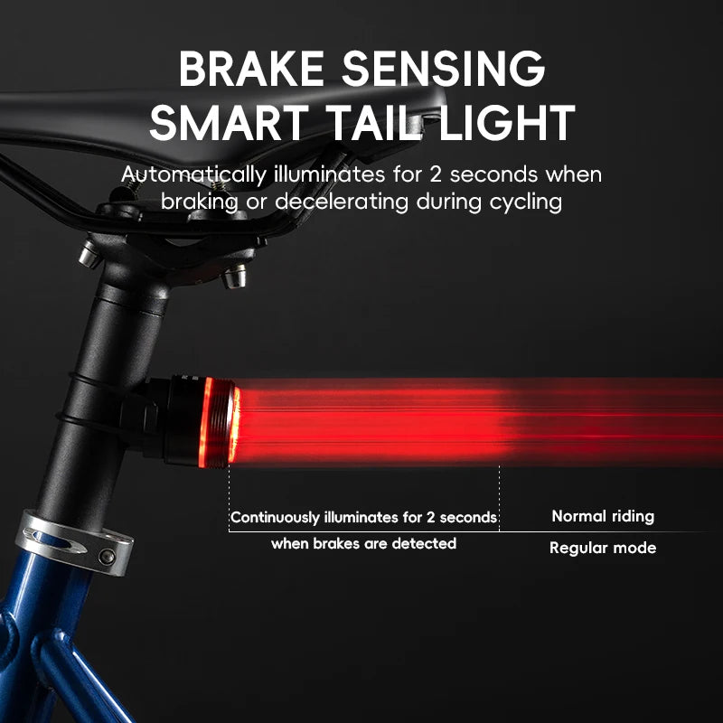 Set Luci per Bici ROCKBROS MTB Strada Impermeabile 200LM/400LM Faro Anteriore + Luce Posteriore Intelligente con Sensore Frenata Automatica