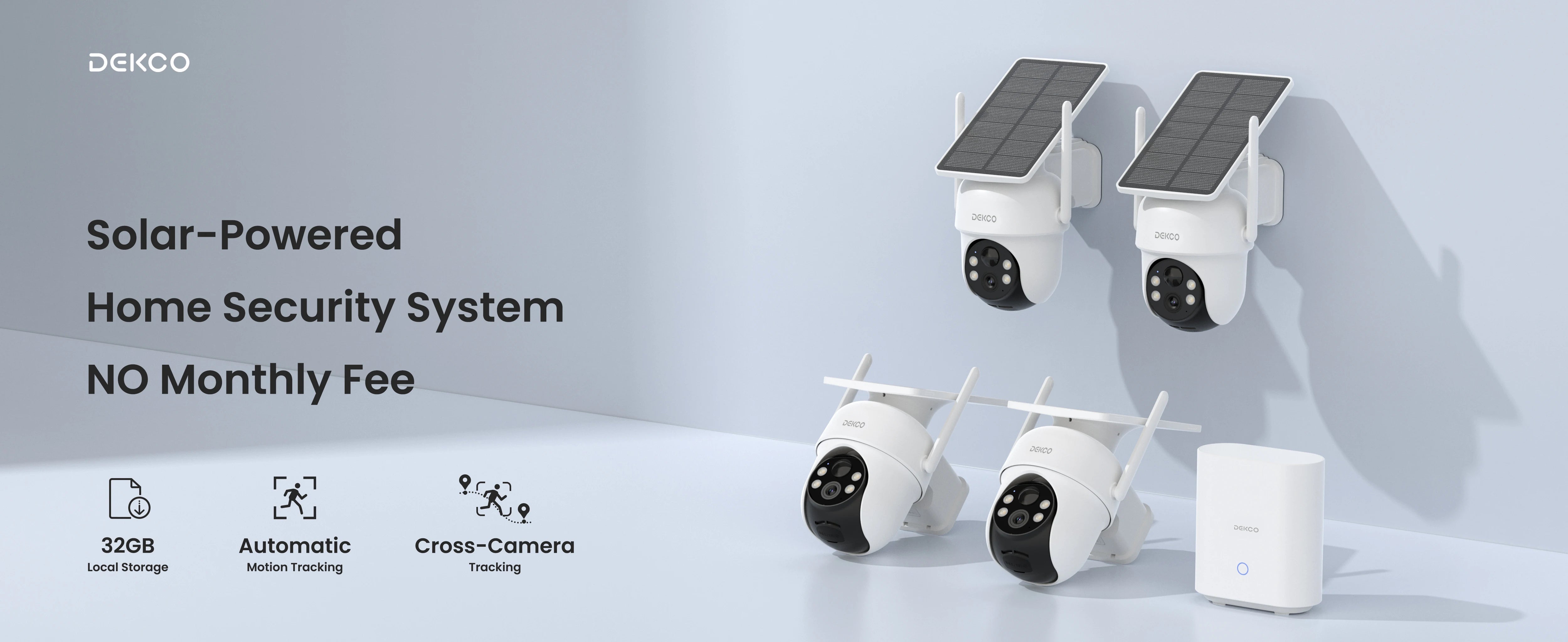 DEKCO 3MP Solar Security Camera System, 4-Camera Kit