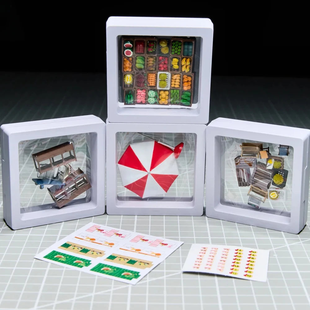 1:64 Resin Fruit Stand and Figure Model Options