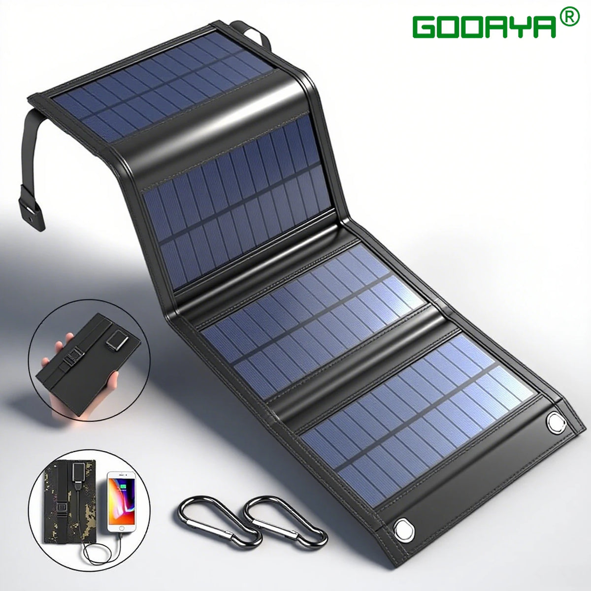4 fold 100W Foldable napelemes panel 20w/h hordozható napelemes panelek Gyors töltés USB 5V DC Teljes idejű napelemes panel mobil tápellátás