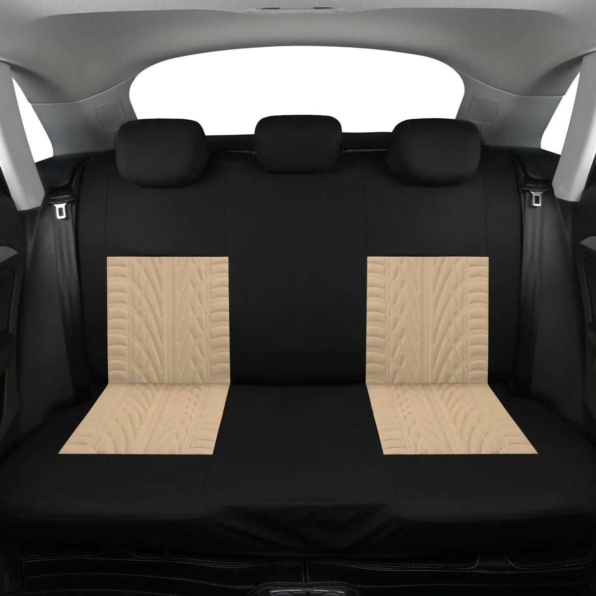 Автомобільні чохли на сидіння з тисненням у вигляді слідів шин – універсальний комплект, сумісний з подушками безпеки