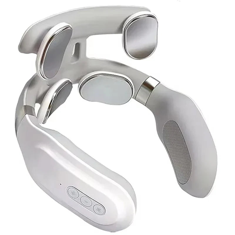 White Wearable Neck Pulse Massager, Battery Powered