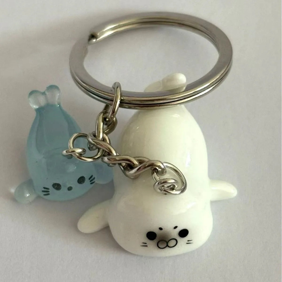 Kawaii mini 3D Tetemes fóka kulcstartó Puffos tengeri próba tengerimalac medál Pár barát hátizsák dísz születésnapi ajándék