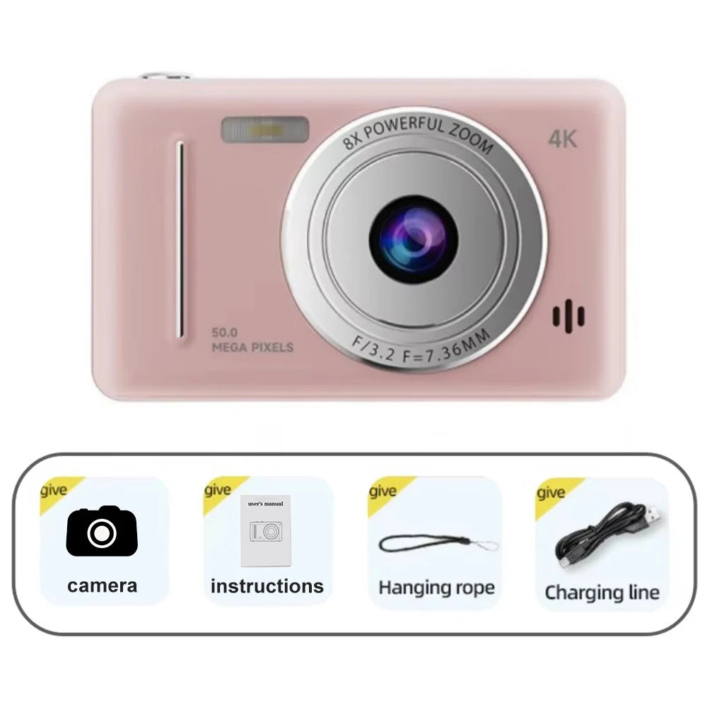 4K Compact Digital Camera with Autofocus and 8x Zoom
