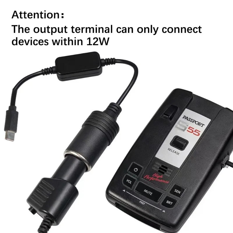 5V To 12V Converter Cable Extender USB Type C Chargers To Cigarette Lighter Socket Power Adapter Electronics Car Accessories