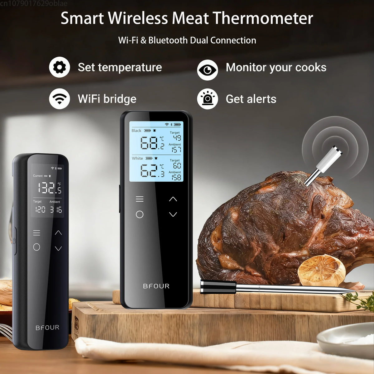 Wireless Digital Meat Thermometer with WiFi and Bluetooth