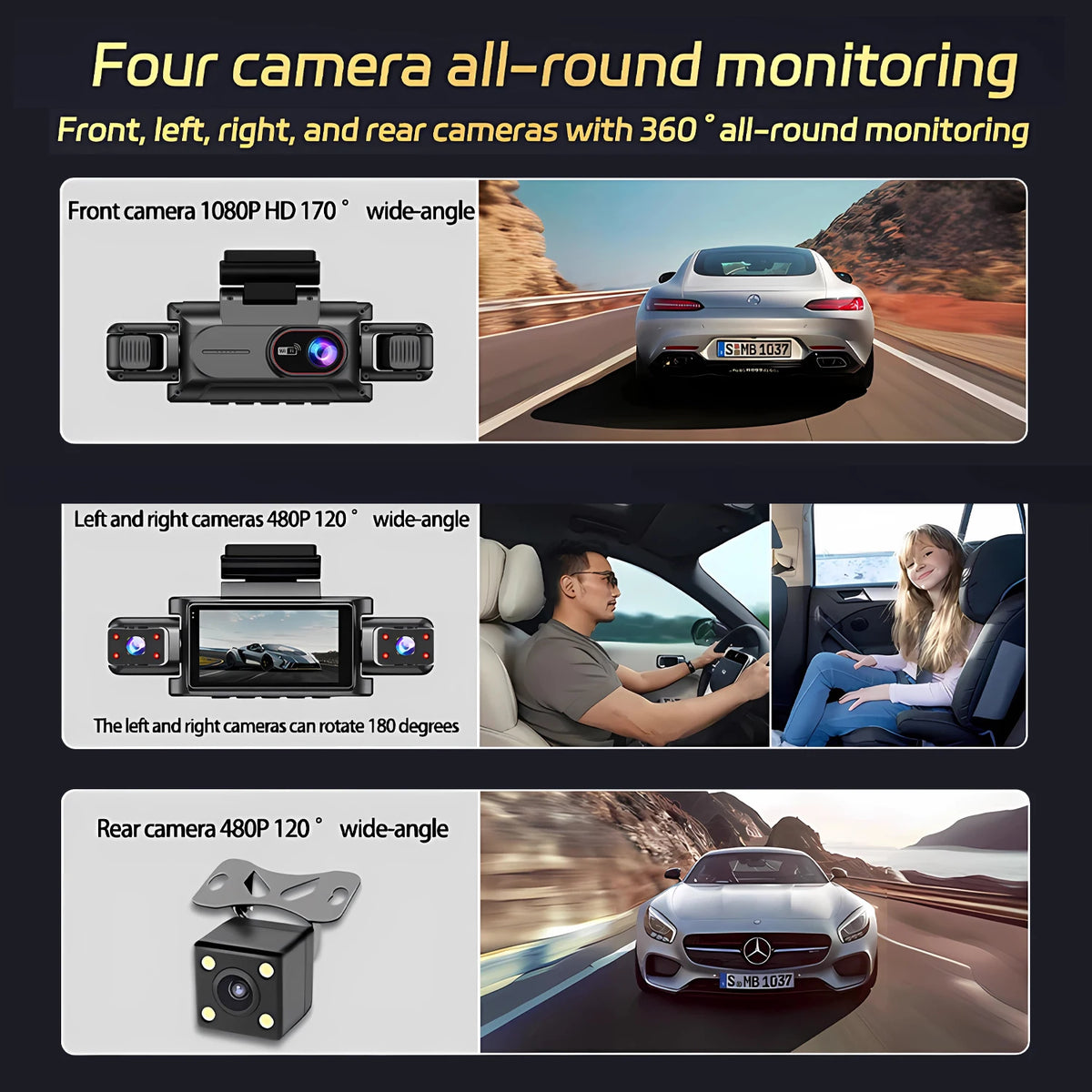 Wi-Fi Multi-Lens Dash Camera - VI64 Options