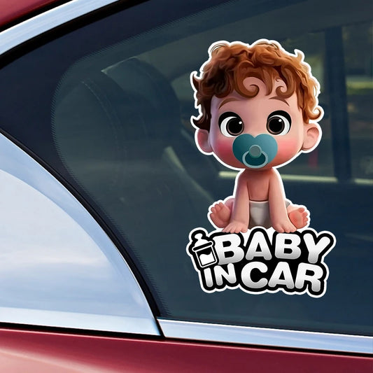Jpct modischer selbstklebender Autoaufkleber mit Jungen-Baby-Motiv für Autos, Stoßstangen und Fenster, wasserfest, Höhe 15 cm