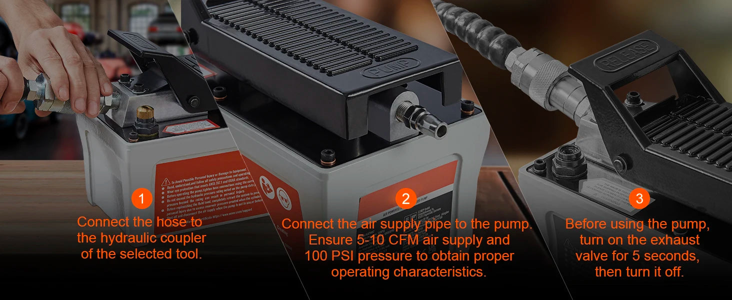 Vzduchová hydraulická nožná pumpa 10 000 PSI s nádržou 1,6 l