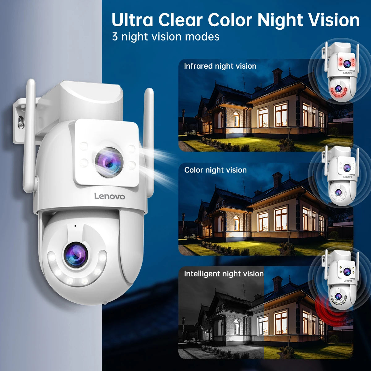 4MP WiFi PTZ Outdoor Security Camera Dual Lens Dual Screen Auto Tracking