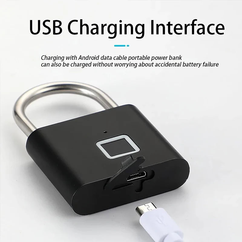 Uppladdningsbar fingeravtryckslås med mikro-USB