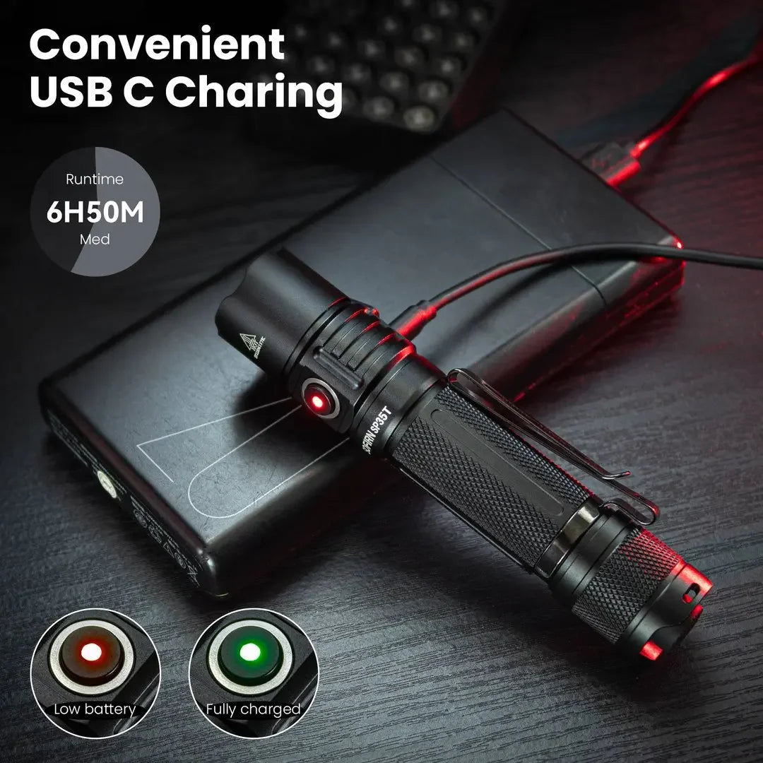 3800lm Tactical LED Flashlight USB-C Rechargeable