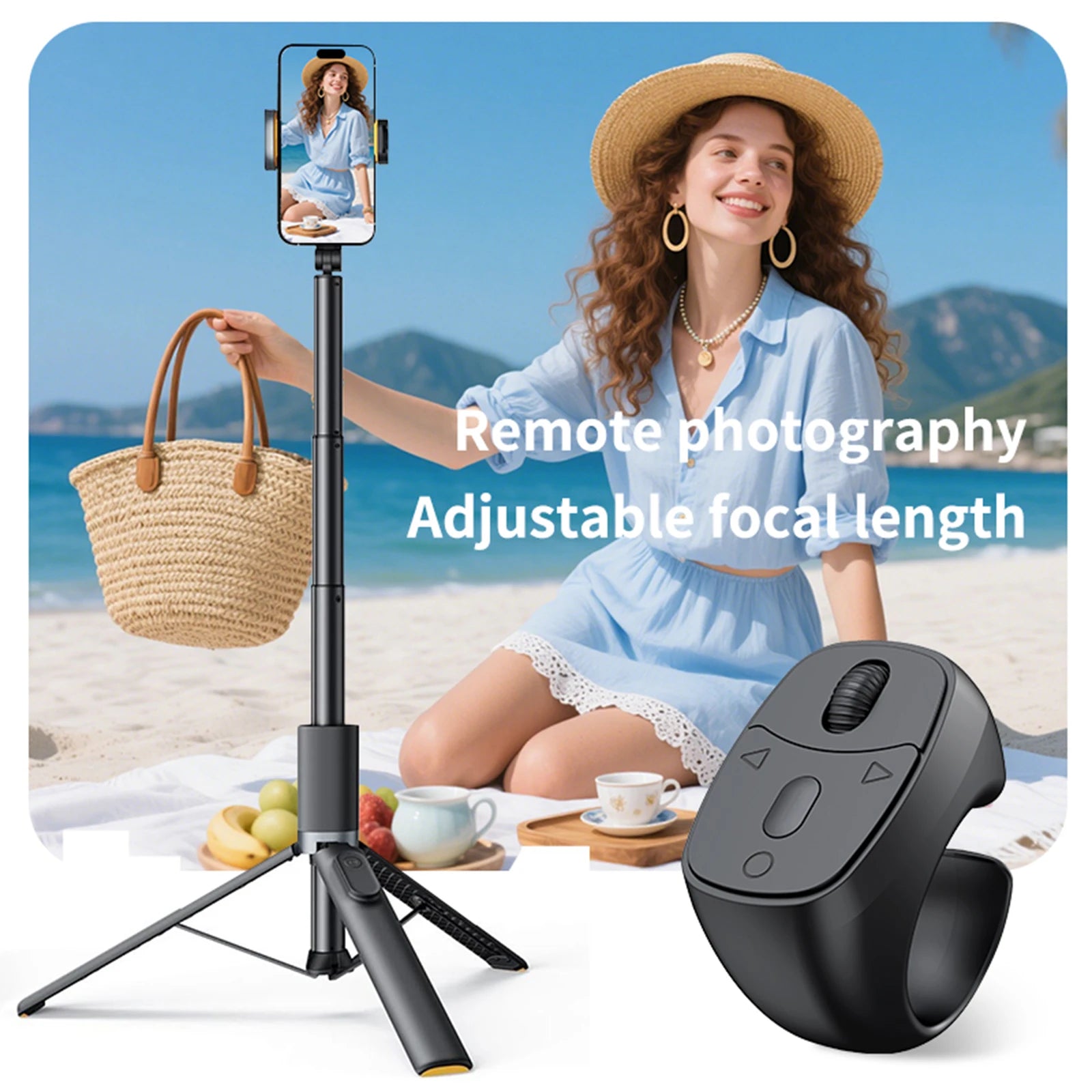 Télécommande bague Bluetooth 5.3 avec défilement et déclencheur d'appareil photo