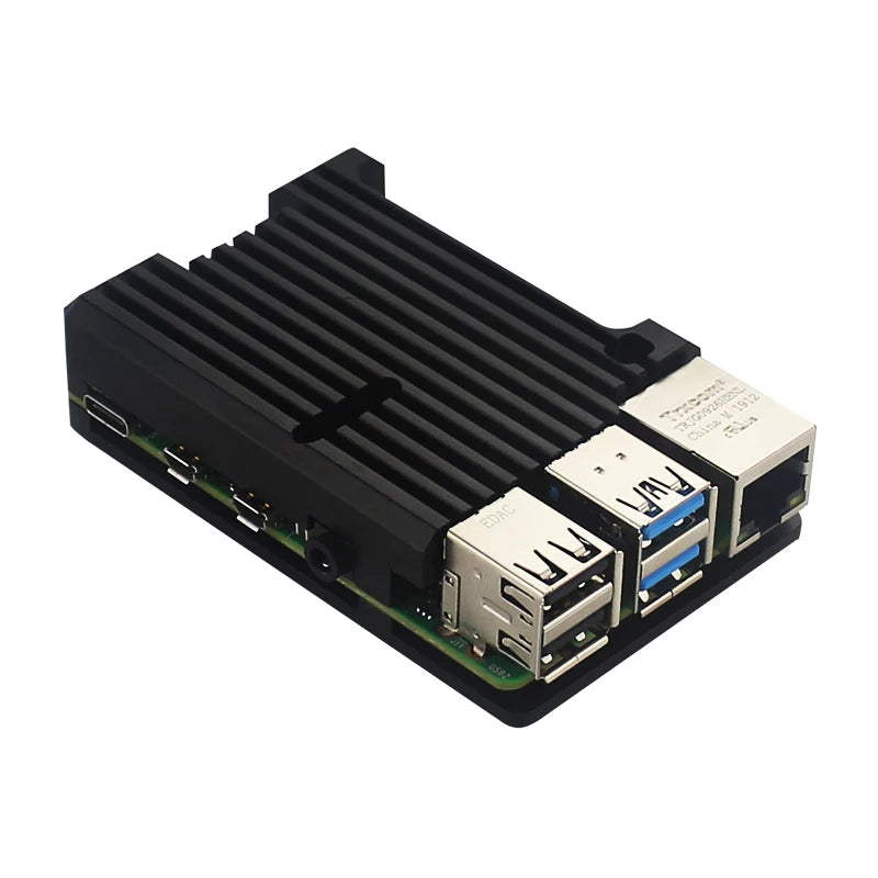 Skal till Raspberry Pi 4 Model B med dubbla minikylfläktar, skyddande kylhölje i aluminiumlegering för RPi 4 4B