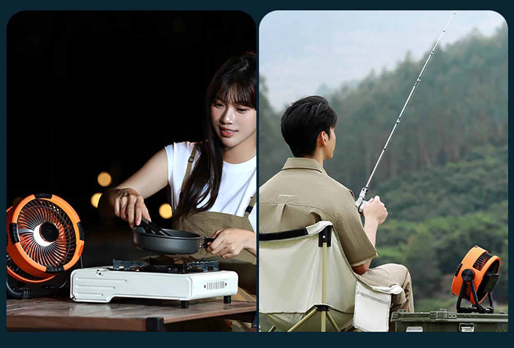 Camping Fan 20000mAh Rechargeable Portable Outdoor Camping Fan Air Circulators Wireless Tent Ceiling Fans with Hook and Light 