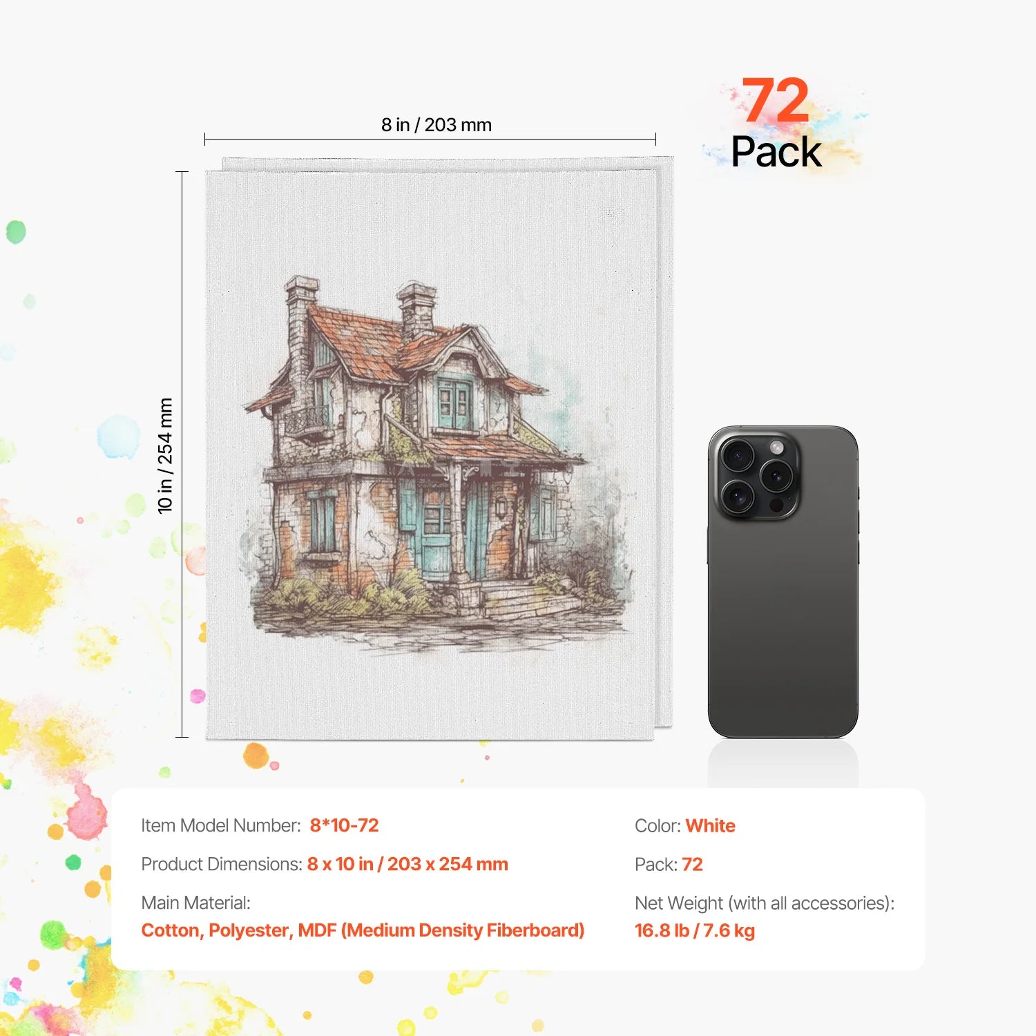 Zestaw 24 sztuk płócien malarskich 8x10 cali