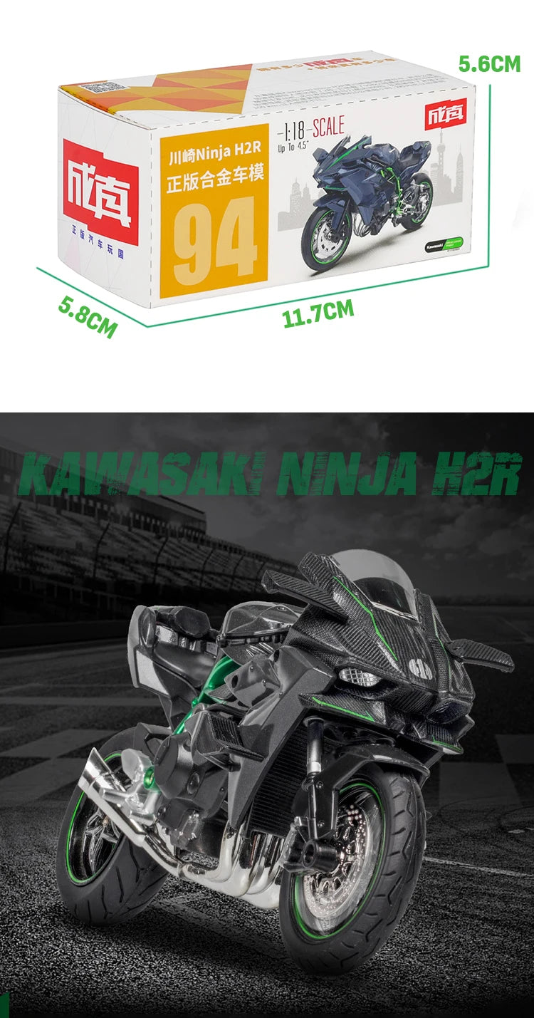 MSZ 1:18 Kawasaki Ninja H2R Suzuki YAMAHA alloy die-cast car motorcycle model, toy gift giving, die-cast static motorcycle model