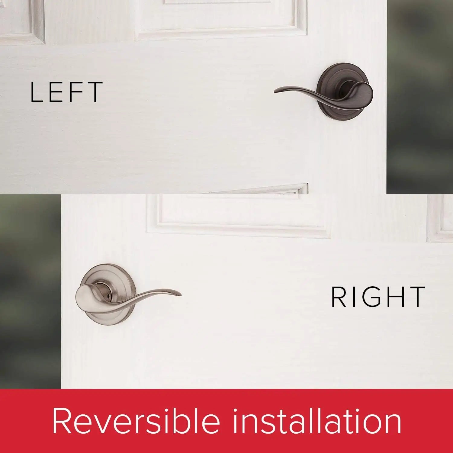 Front Door Handle Set with Reversible Lever, Satin Nickel Finish